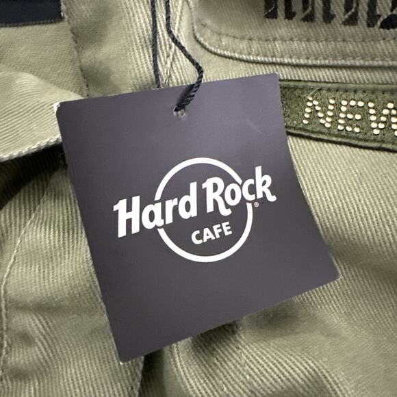 Hard Rock Ibiza Stones Denim Military Crop Jacket Graffiti Patches Womens Medium - Picture 13 of 14